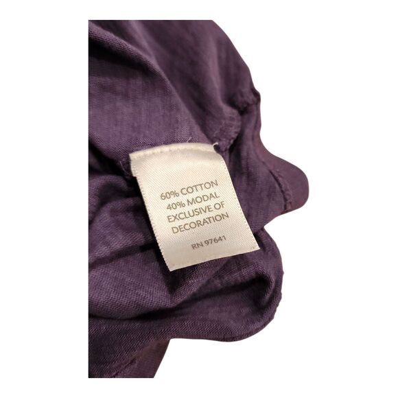 J. Jill Women Medium Purple 3/4 Sleeves Lace Trim V-Neck Top Cotton Modal Casual - Picture 6 of 9